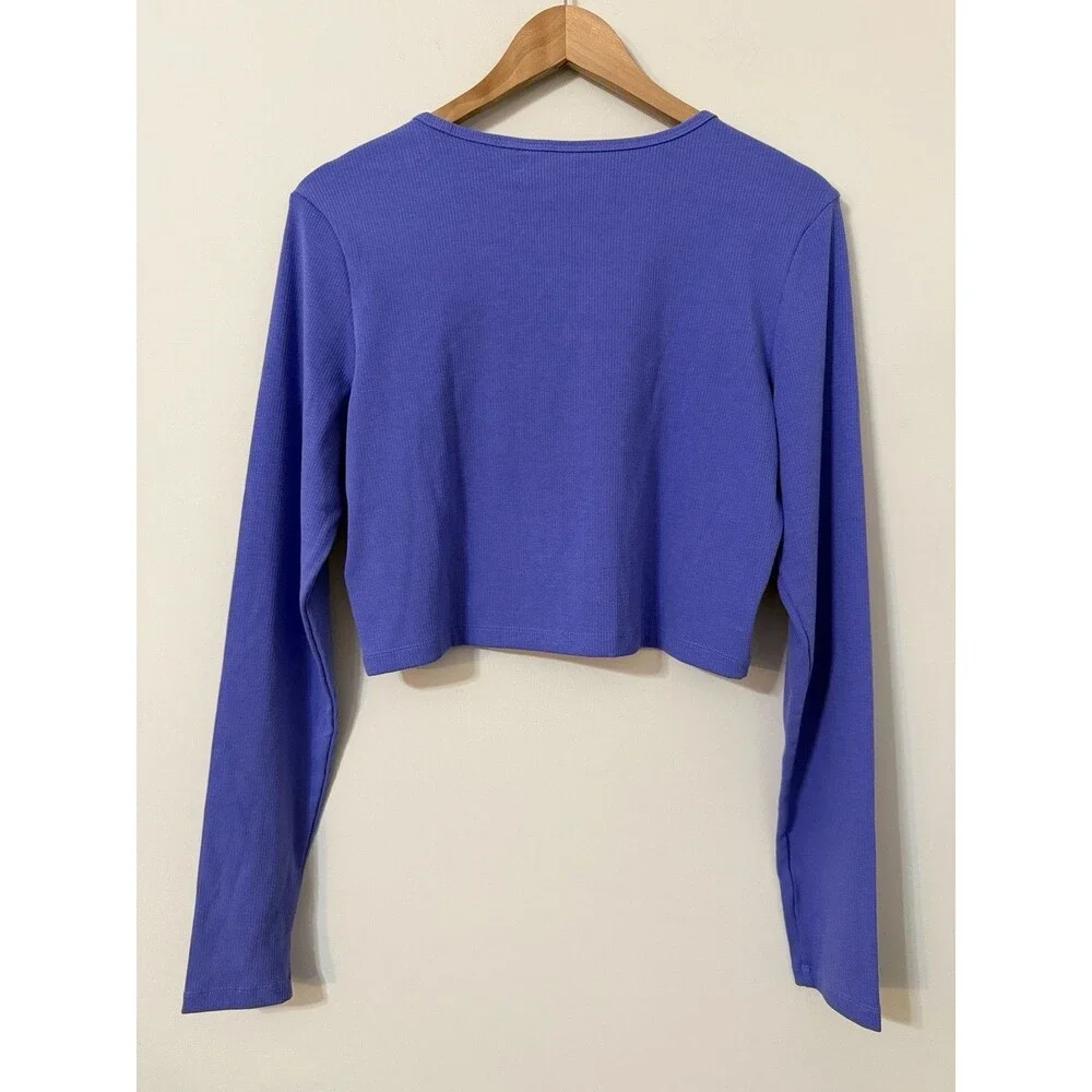 Adidas Originals Essentials Crop Long Sleeve T Shirt Semi Cobalt Blue Womens XL